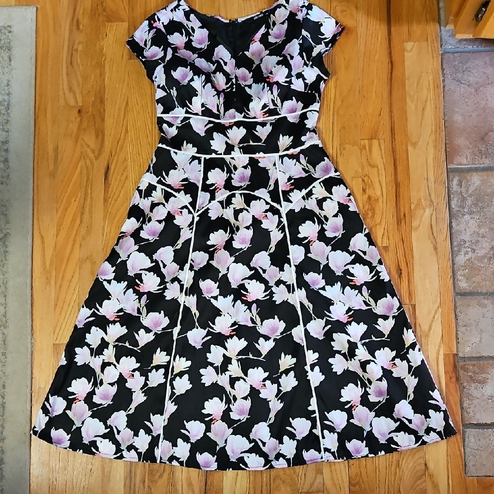 eShakti Black and Purple Floral Dress